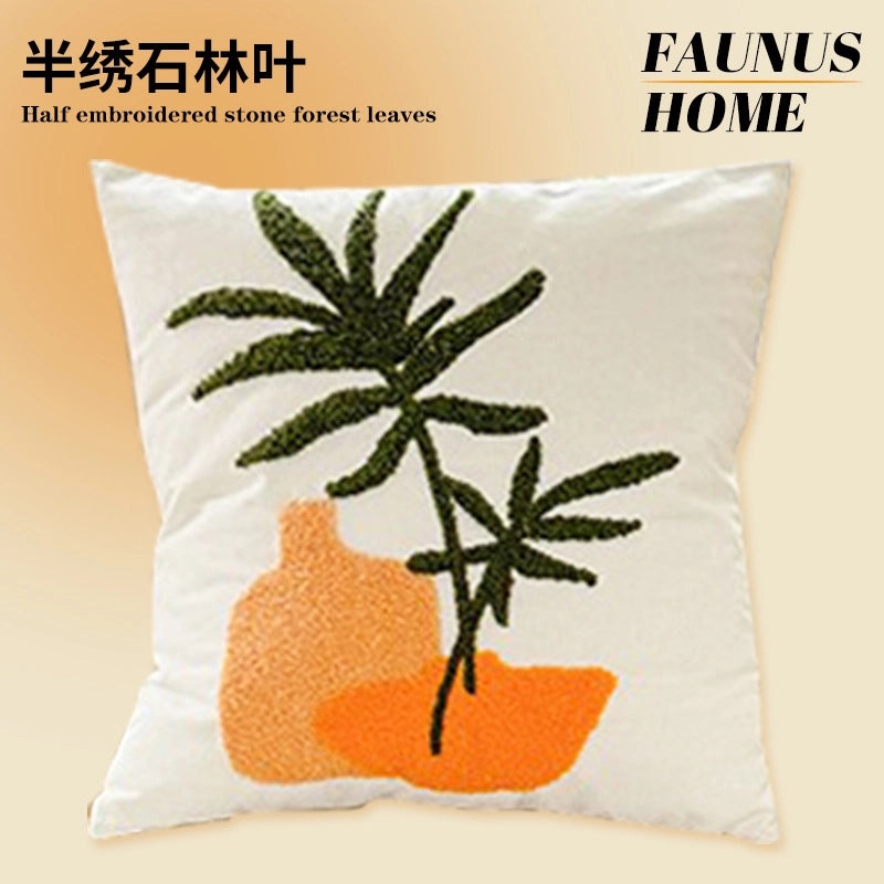 Minimalist Cotton Linen Plant Print Pillow Covers for Couch Sofa Decoration|Home Decor Pillows