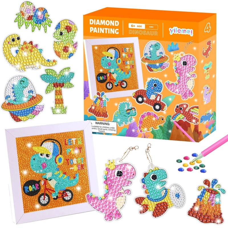 DIY 5D Diamond Painting Kit for Kids with Random Stickers and Masonry Style Keychain Set|儿童手工DIY饰品