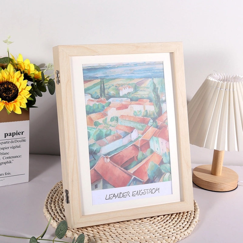 Wooden Magnetic Flip Photo Frame with Storage for Kids' Art and Pictures | Photo Frames & Displays