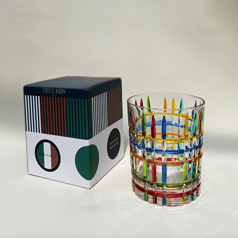 Italian Designer Hand-Painted Line Woven Crystal Whisky and Wine Glasses|Home & Kitchen Glassware