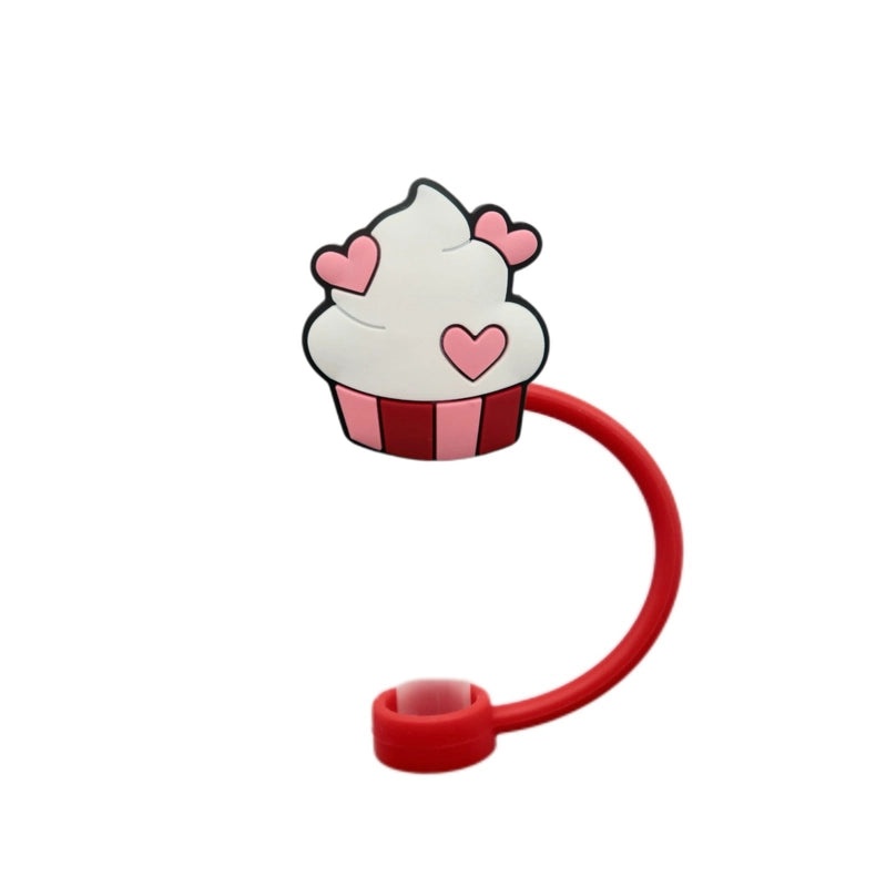 Valentine's Day Red Heart Silicone Straw Caps, 10 Pieces Set | Drinkware Accessories