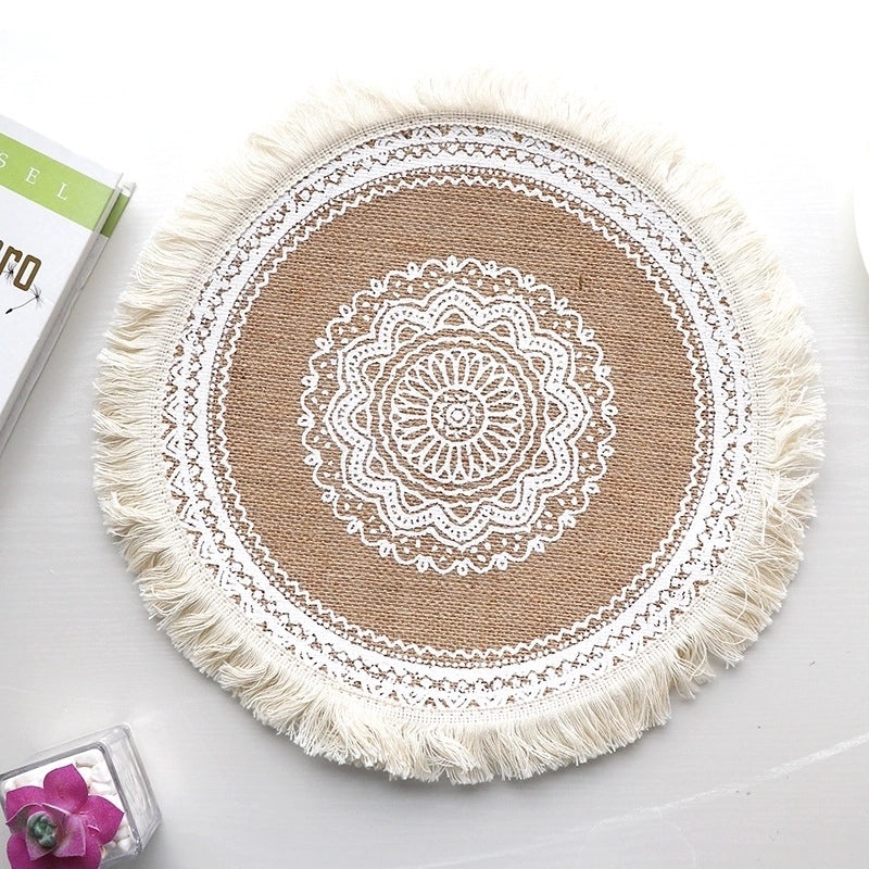 Baroque Inspired Solid Color Jute Placemat Single Piece|Home Decor & Tableware