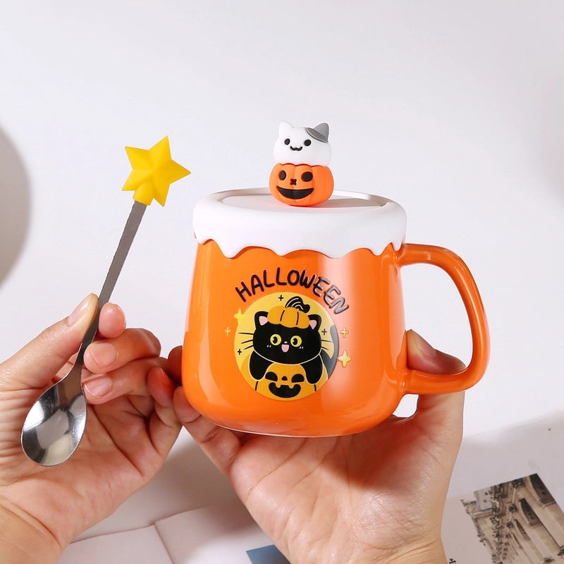 Creative Cute Ceramic Coffee Mug with Cartoon Ghost Design for Office and Home Halloween Gift|Home & Kitchen > Drinkware > Coffee Cups & Mugs