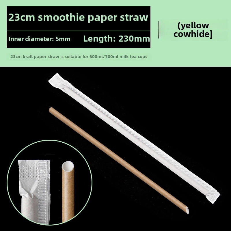 Biodegradable White and Yellow Disposable Paper Straws with Individual Packaging for Bubble Tea | Eco-Friendly Drinkware