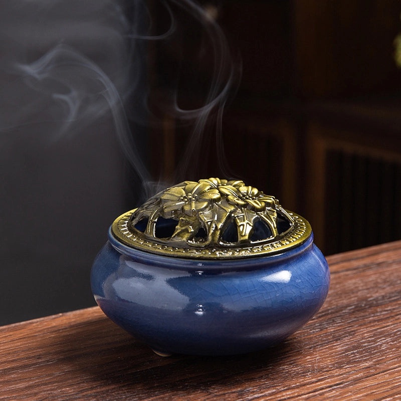 Ceramic Incense Burner Aromatherapy Plate Small Tower Temple Kiln Holder Home Decor|Home Decor & Aromatherapy Accessories
