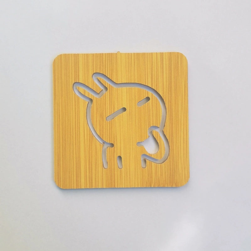 Cartoon Wooden Heat-Resistant Dining Table Mat Non-Slip Pot Holder Creative Cute Tea Coaster Cushion|Kitchen & Dining Accessories