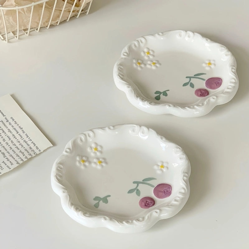 Charming Floral Porcelain Plate Single Piece|Home Decor