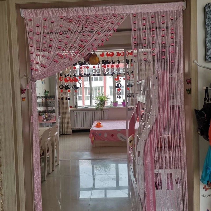 Silver Rose Thread Curtain 1x2 Door Partition Drapes Privacy Porch Divider | Home Decor Curtains