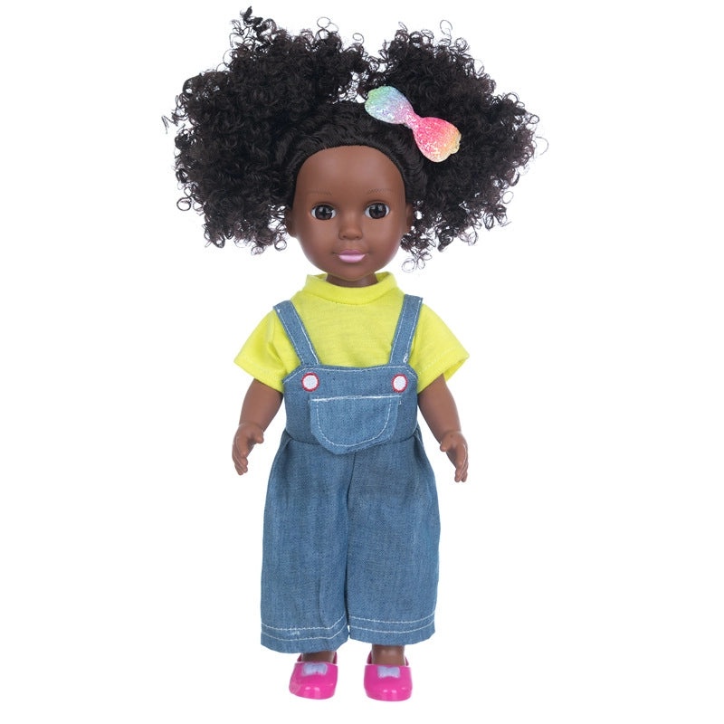 35cm Soft Rubber African Black Doll for Kids | Children's Toys