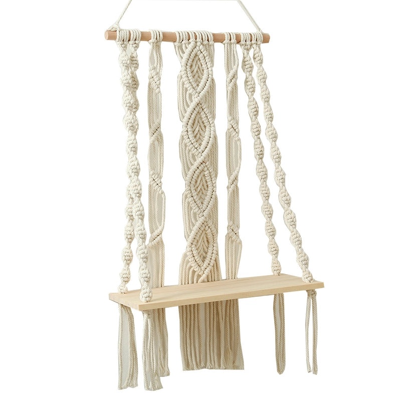 Bohemian Handwoven Cotton Rope Wall Hanging Shelf Storage Rack for Home Decor|Home Decor