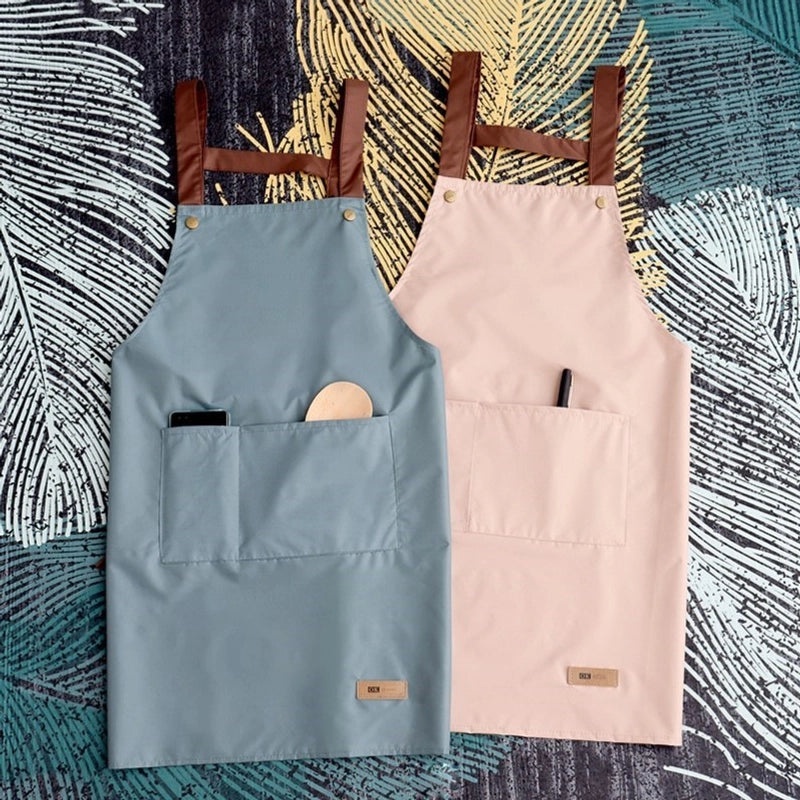 Waterproof Solid Color Apron Set for Kitchen and Household Use | Kitchen Accessories