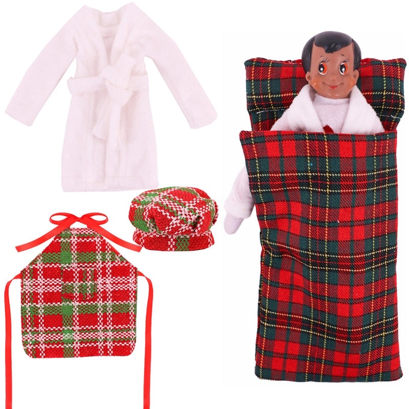 Christmas Elf Doll Accessories Set 4 pcs 26-30cm Bobby Doll Sleeping Bag Chef Clothes Nightgown|Doll Accessories