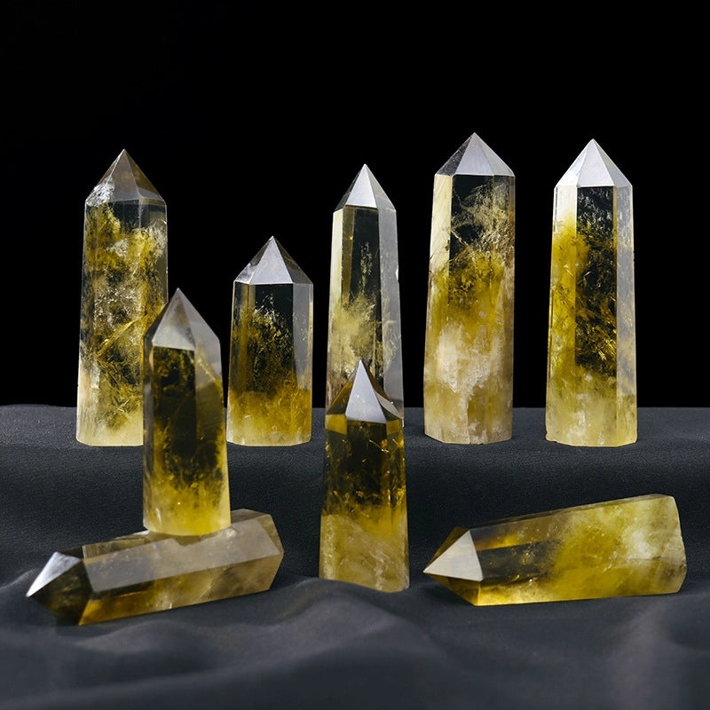 Natural Brazil Citrine Crystal Column Rough Stone for Home and Desktop Decoration|Home Decor Crystals