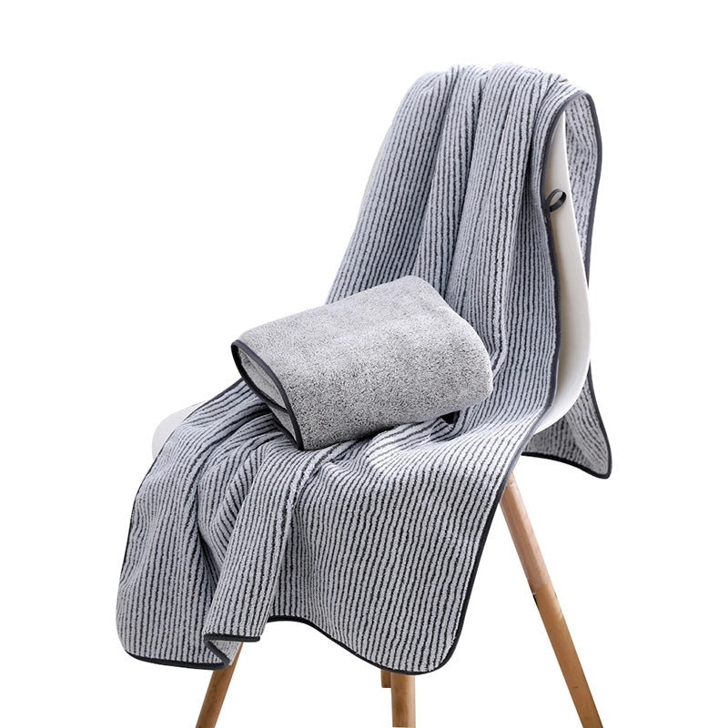 Antibacterial Bamboo Charcoal Fiber Thick Coral Fleece Large Absorbent Bath Towel for Adults|Home & Bath Textiles