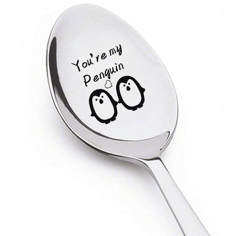 Trendy Engraved Stainless Steel Spoon|Kitchen Utensils & Dining Accessories