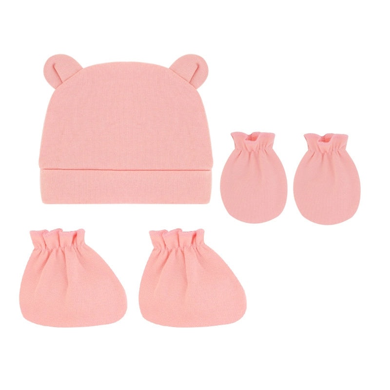 Newborn Baby 3 Piece Set Solid Color Hat Gloves and Foot Cover 0-3 Months|Baby Accessories