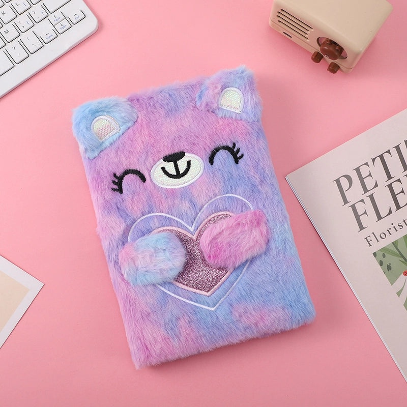 Red Heart Bear Plush Notebook Cute Learning Journal|Stationery & Office Supplies