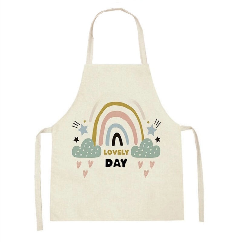 Cartoon Excavator Print Linen Sleeveless Parent-Child Apron Oil-Resistant Home Cooking Protective Wear|Kitchenware & Aprons