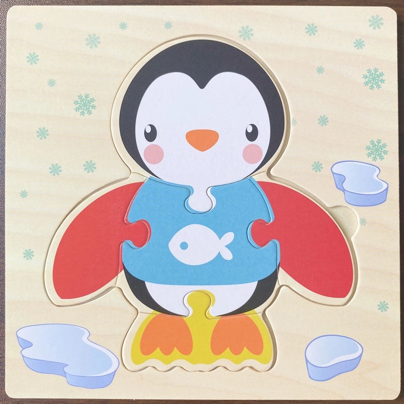 Wooden 3D Animal Puzzle for Kids Early Learning Handheld Board Cartoon Educational Toy | Educational Toys & Games