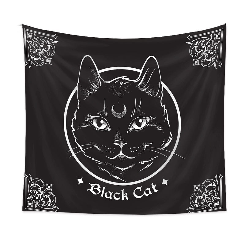 Black Cat Tapestry Wall Hanging for Home Decor|Home & Living