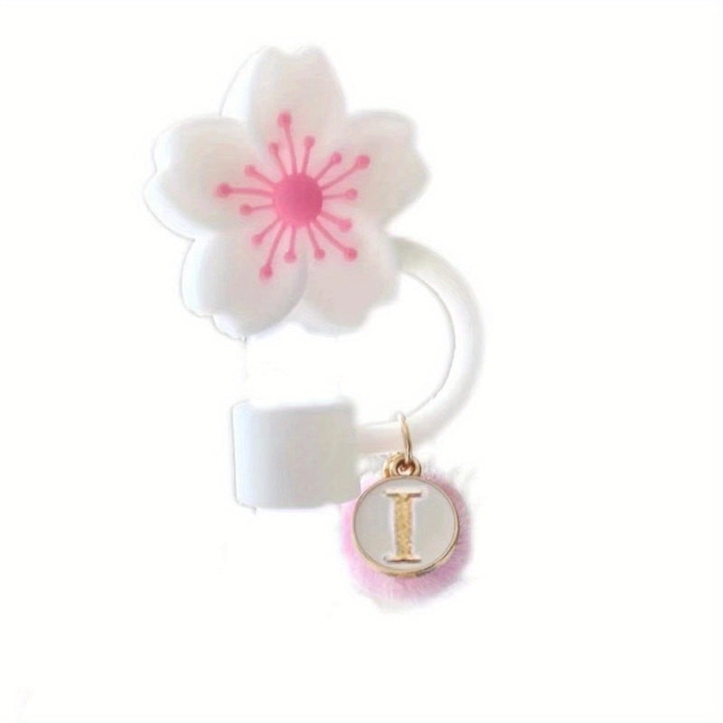 Floral Letter Silicone Straw Cap Decorative Cover 1 Piece|Drinkware Accessories