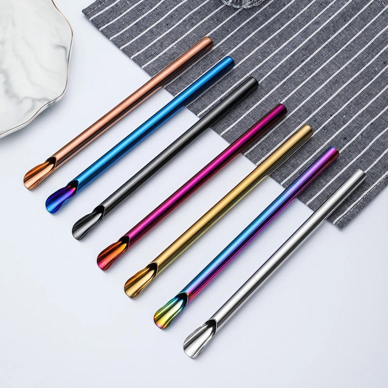 Sleek Solid Color Stainless Steel Drinking Straw - Eco-Friendly Reusable Straw for Daily Use|Kitchen & Dining Accessories