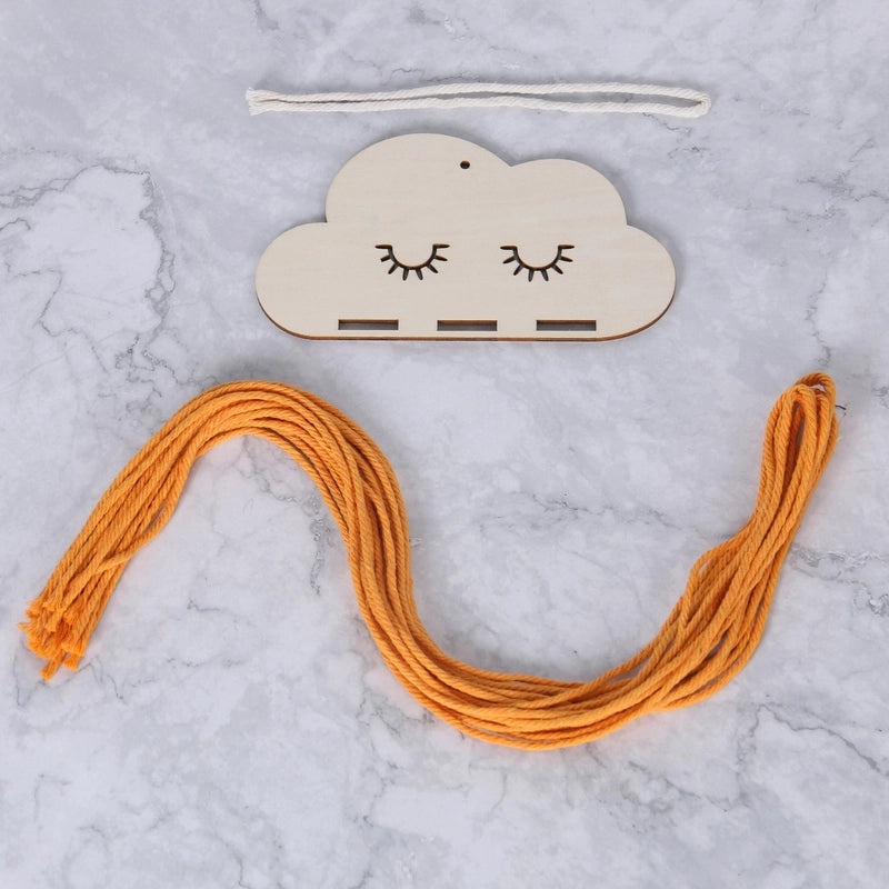 Nordic Style Cloud Wood Chip Hair Clip Holder with Decorative Wall Pendant | Hair Accessories Storage