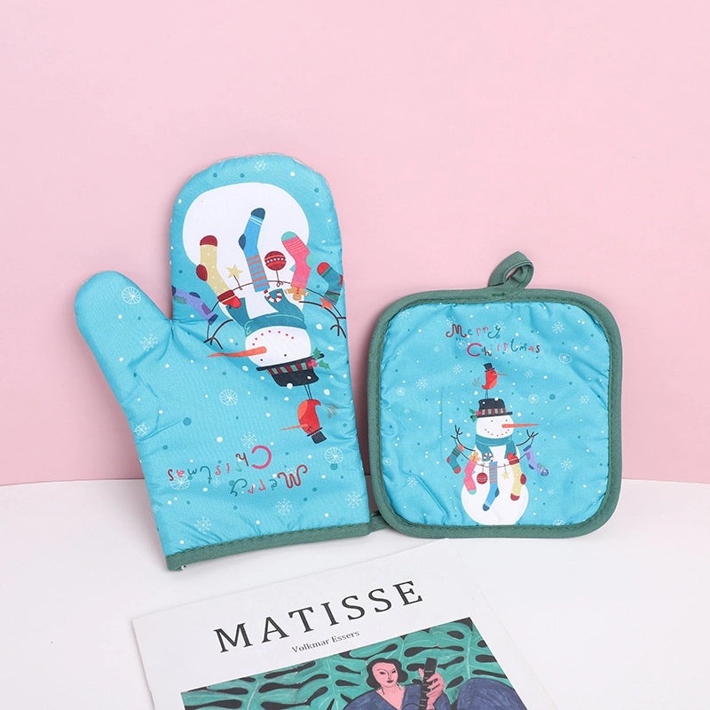 Heat Resistant Polyester Gloves with Minimalist Cartoon Design|Kitchen & Dining Gloves