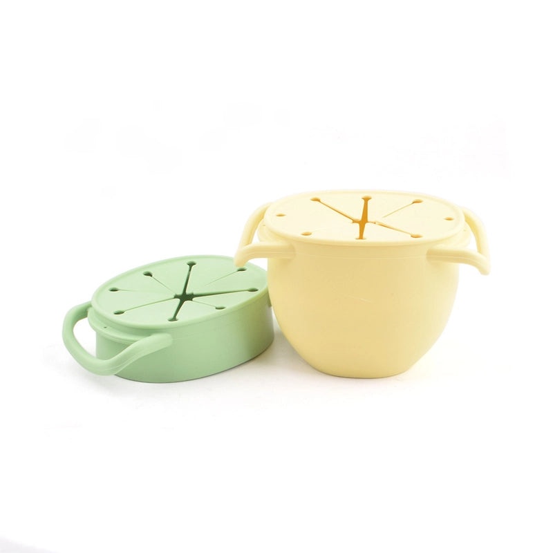 Baby Silicone Snack Cup with Rope | Fall-Resistant Foldable Binaural Children’s Snack Container | Baby Feeding Supplies