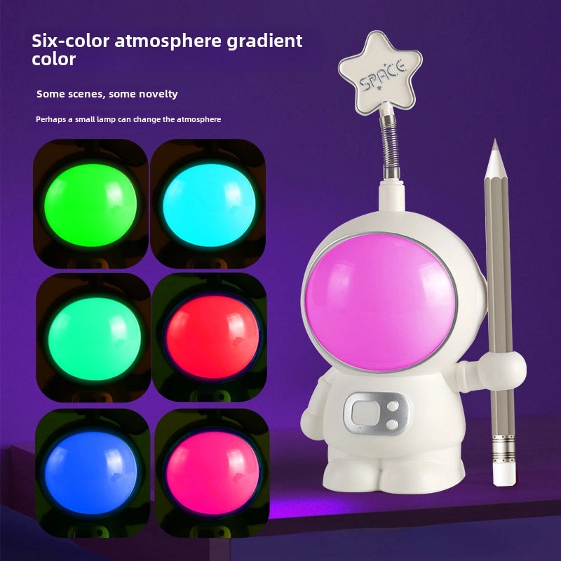 Cartoon Astronaut Table Lamp USB Rechargeable LED Night Light Eye Protection Bedside Dorm Dormitory Headlamp|Home Decor Lighting