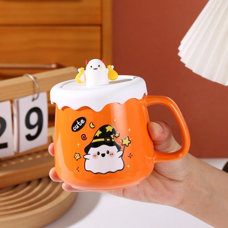 Creative Cute Ceramic Coffee Mug with Cartoon Ghost Design for Office and Home Halloween Gift|Home & Kitchen > Drinkware > Coffee Cups & Mugs
