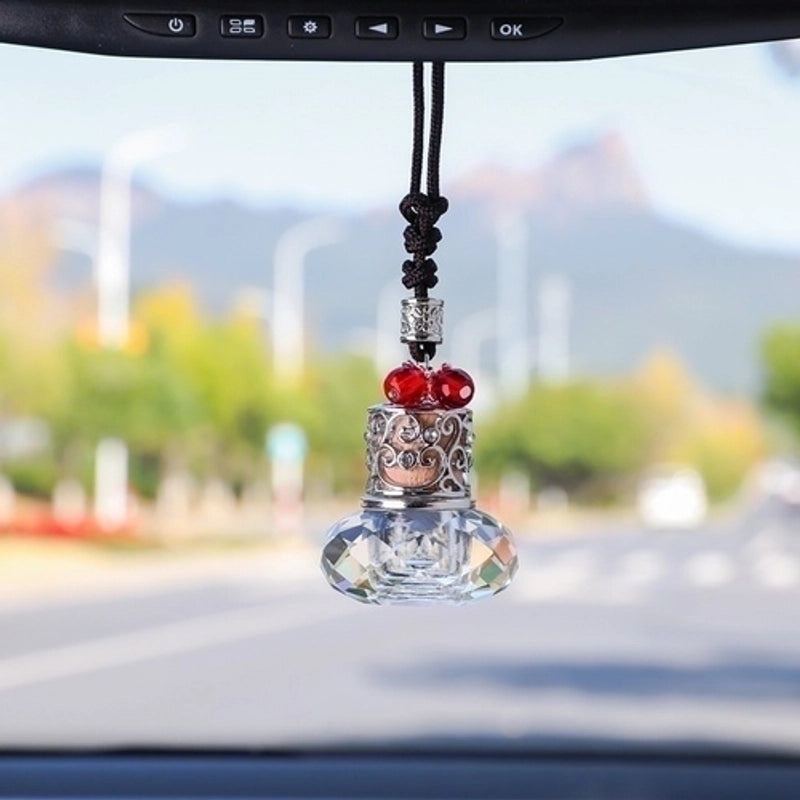 Colorful Transparent Geometric Crystal Car Air Vent Perfume Bottle Hanging Ornament|Car Accessories