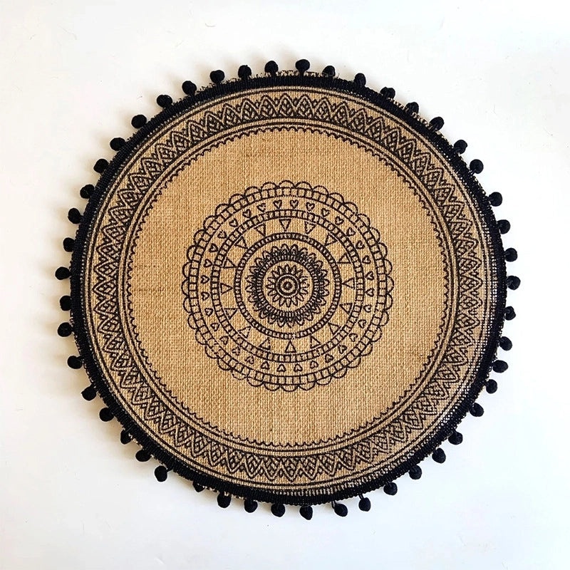 Vintage Floral Jute Placemat for Dining Table|Home & Living Tableware