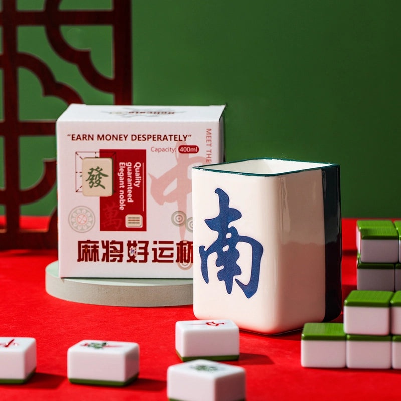 Chinoiserie Porcelain Mahjong Water Bottle Single Piece|Home & Kitchen Accessories