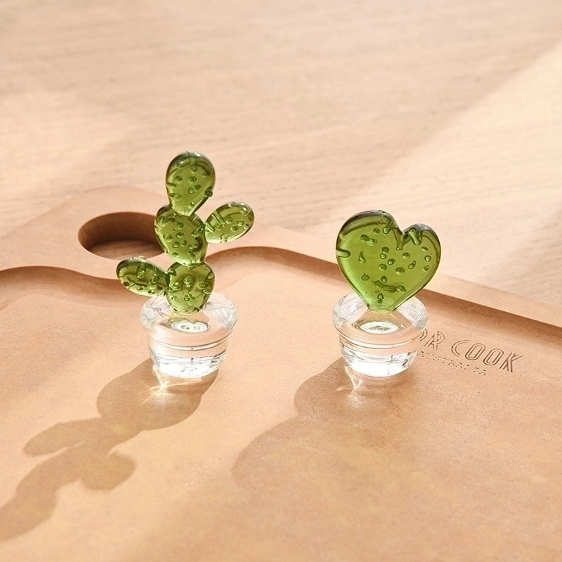 Creative Glass Cactus Plant Ornament for Desktop Home Decoration | Home Decor