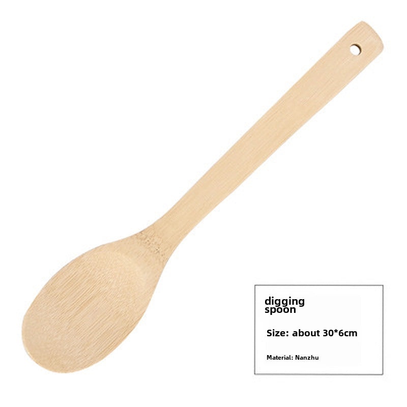 Long Handle Bamboo Spatula Set High Temperature Resistant Non-stick Kitchen Cooking Utensils|Kitchenware & Cooking Tools