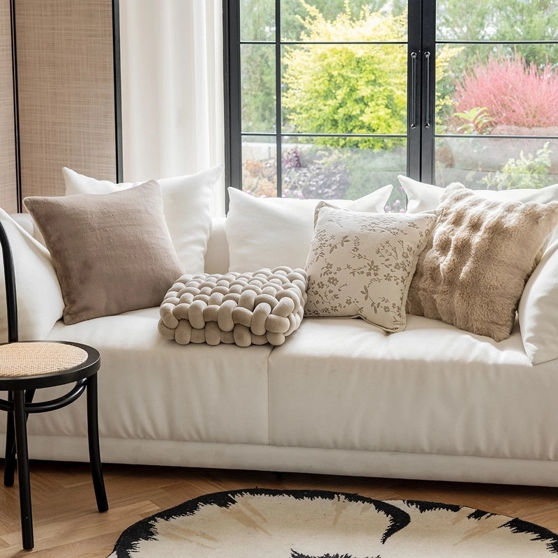 Cream Style Plush Sofa Pillow Cover Decorative Flower Cushion for Living Room Bedside Backrest|Home Decor Cushions
