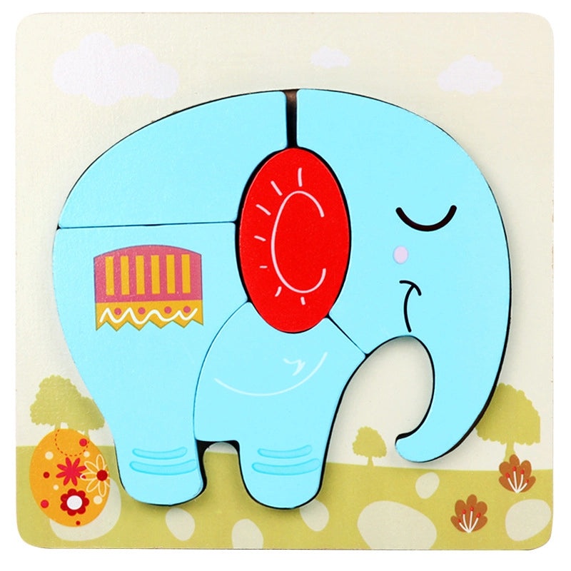 Wooden 3D Animal Puzzle for Kids Early Learning Handheld Board Cartoon Educational Toy | Educational Toys & Games