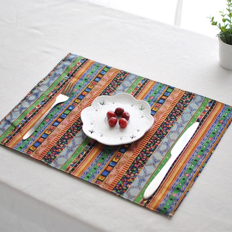 Chinese Double-layer Table Mat Ethnic Bohemian Dining Cloth Napkin Western Style|Dining Table Accessories