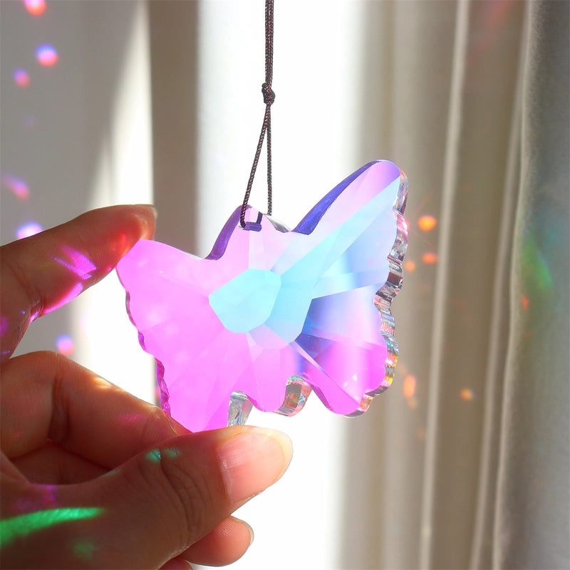 Sparkling Butterfly K9 Crystal Suncatcher Wind Chime Decorative Wall Hanging|Home Decor