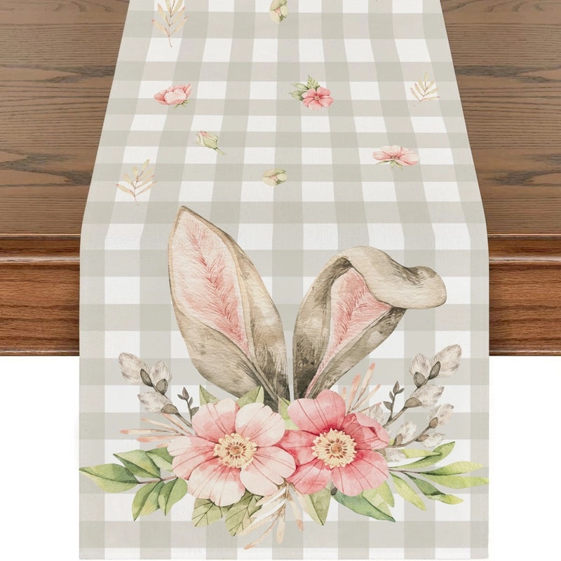 Cute Easter Home Decor Polyester Tablecloth Multicolor Bunny Stripe