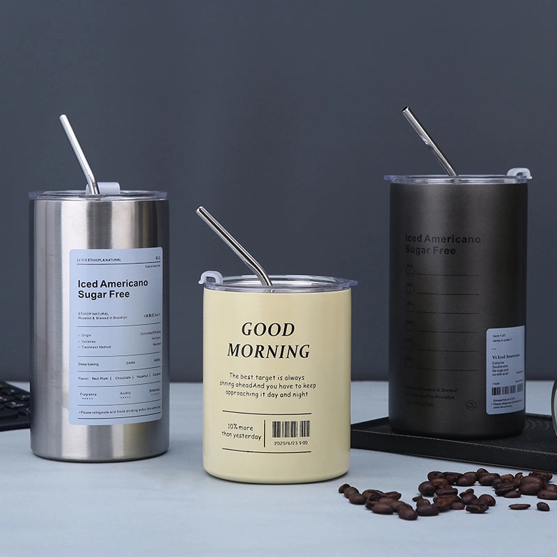 304 Stainless Steel Large Capacity Double Lid Coffee Tumbler | Outdoor Drinkware