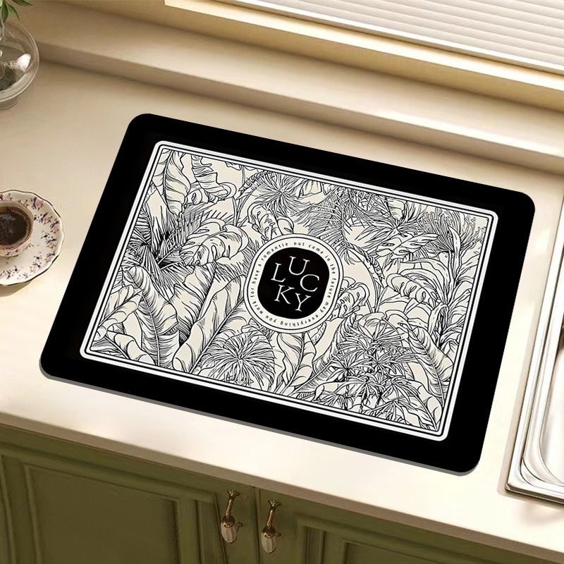 Kitchen Diatom Mud Drain Mat | Absorbent, Thermal Insulation, Soft Rubber Countertop Mat | Kitchen Accessories