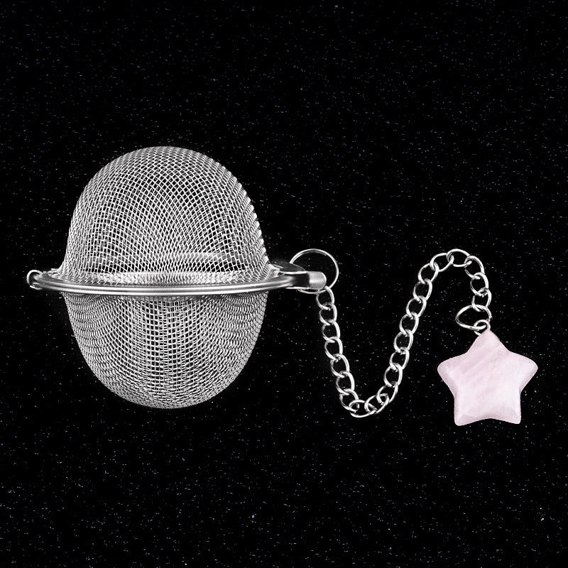 Women's Vintage Tea Filter Pendant Classic Star Crystal Agate