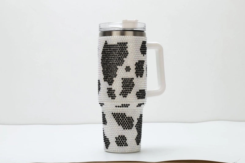 Stylish Cow Print Solid Color Stainless Steel Thermos Cup 304/201 Double Wall Insulated | Drinkware & Thermoses