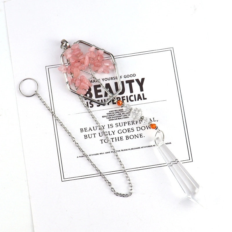 Geometric Alloy Pendant with Natural Stone Crystal | Jewelry & Accessories