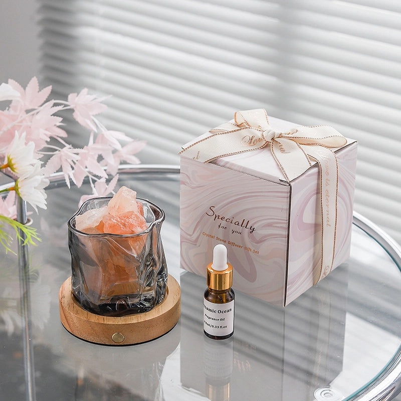Rechargeable Aromatherapy Lampholder with Essential Oil & Crystal Stone Fire-Free Indoor Fragrance Decor|Home Decor