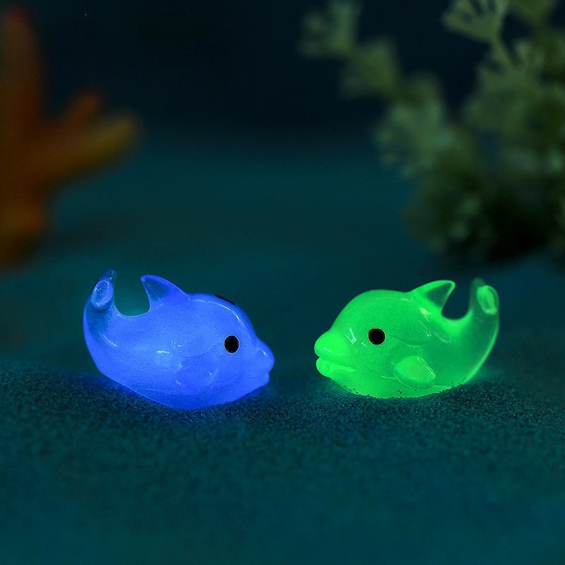 Colorful Luminous Dolphin Doll Pendant with Moss Micro Landscape Resin Jewelry | Creative Resin Jewelry