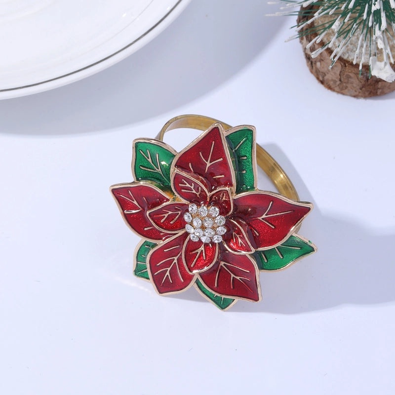 Elegant Floral Alloy Napkin Ring for Christmas Casual Dining | Tableware & Napkin Rings
