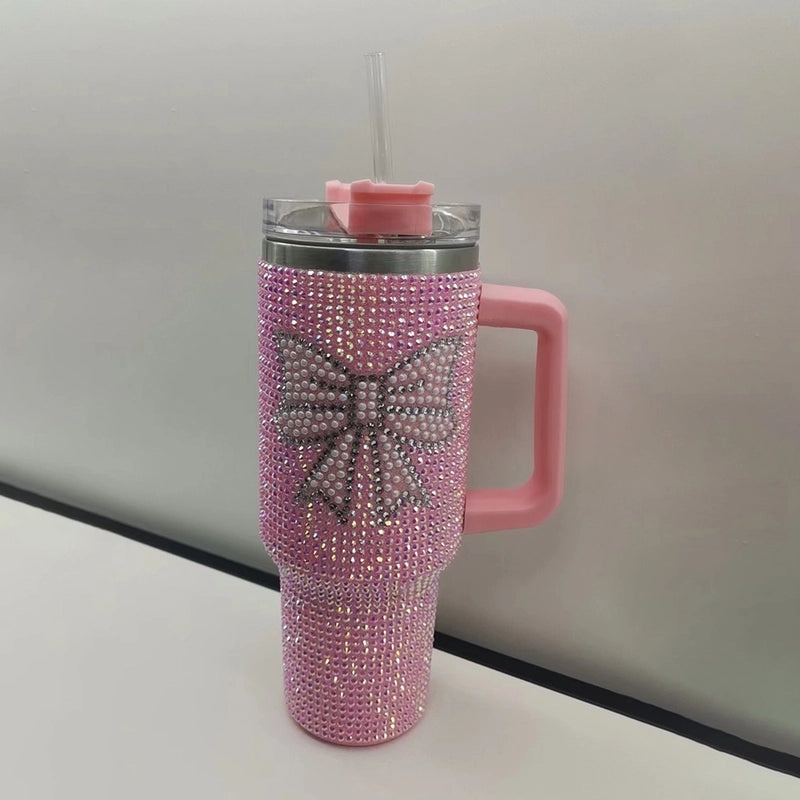 Stainless Steel Thermos Cup with Cute Bow Knot Design 304 Grade | Drinkware & Tumblers
